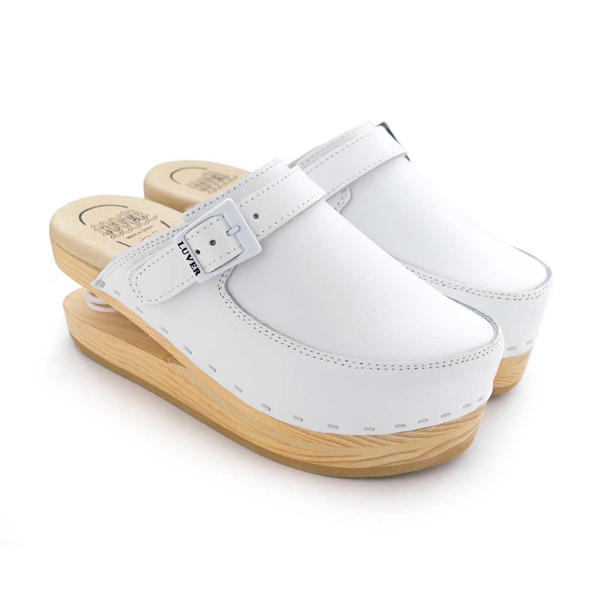 ZUECOS CON MUELLE Y HEBILLA EN BLANCO - Imagen 2