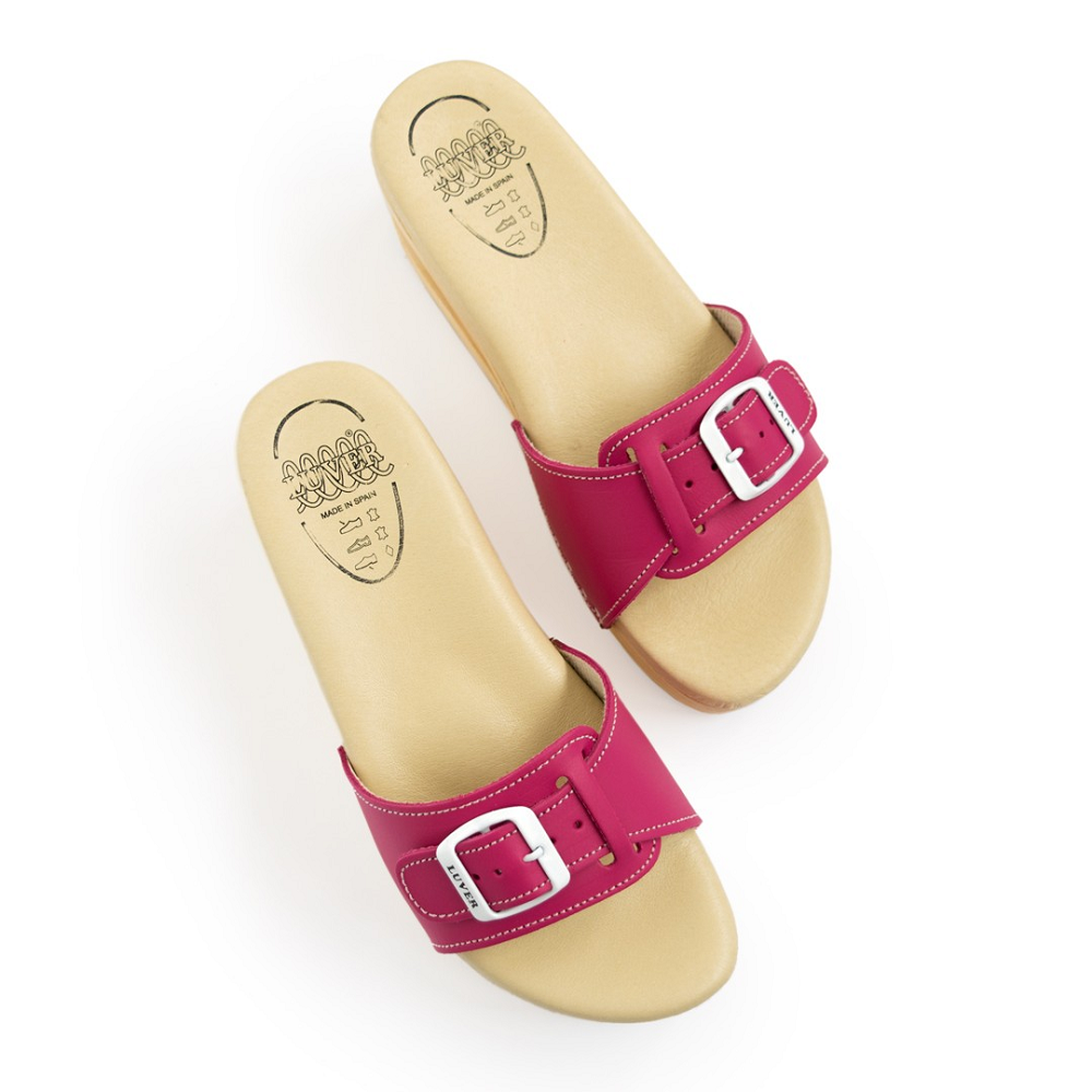 ZUECOS CON MUELLE TIPO SANDALIA CON HEBILLA MAGENTA - Imagen 4